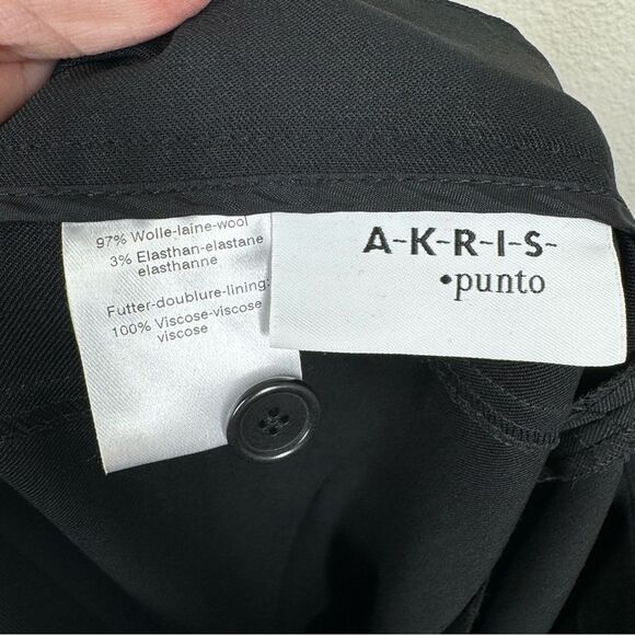 New Akris Punto Black Wool Slim Straight Leg Trouser Pants Stretch Wool Blend 16 - Picture 5 of 11